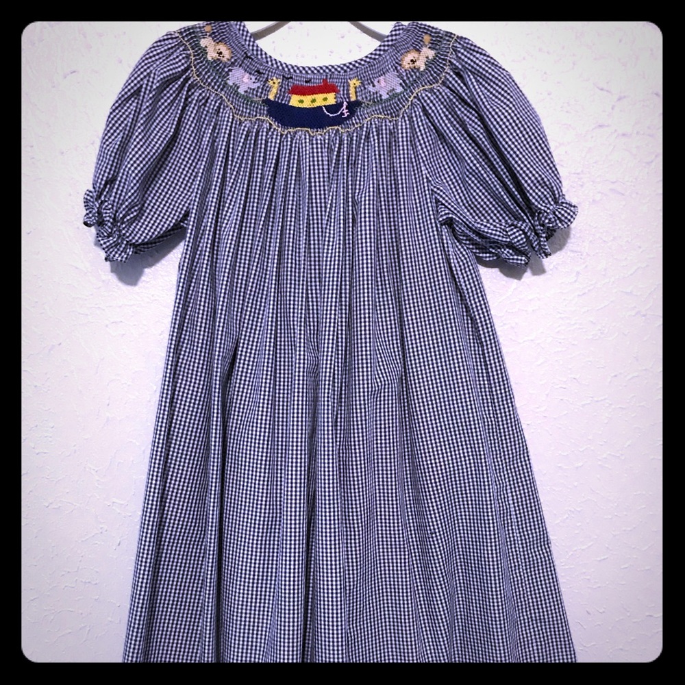 Size 6/6x/7 Smocked Blue Gingham Dress
